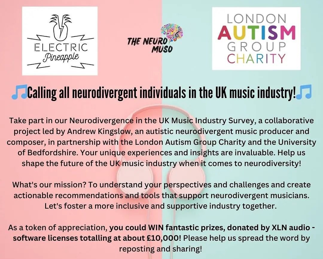 🎶 Dr @chrispaps of the @uniofbeds is working on a collaborative new #research project to find out more about lived experiences & views on the current state of the #music industry in relation to #neurodiversity. Find out more + take part in the #survey: docs.google.com/forms/d/e/1FAI… 👈