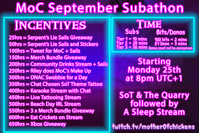 Incentives for the #Subathon  ❤️