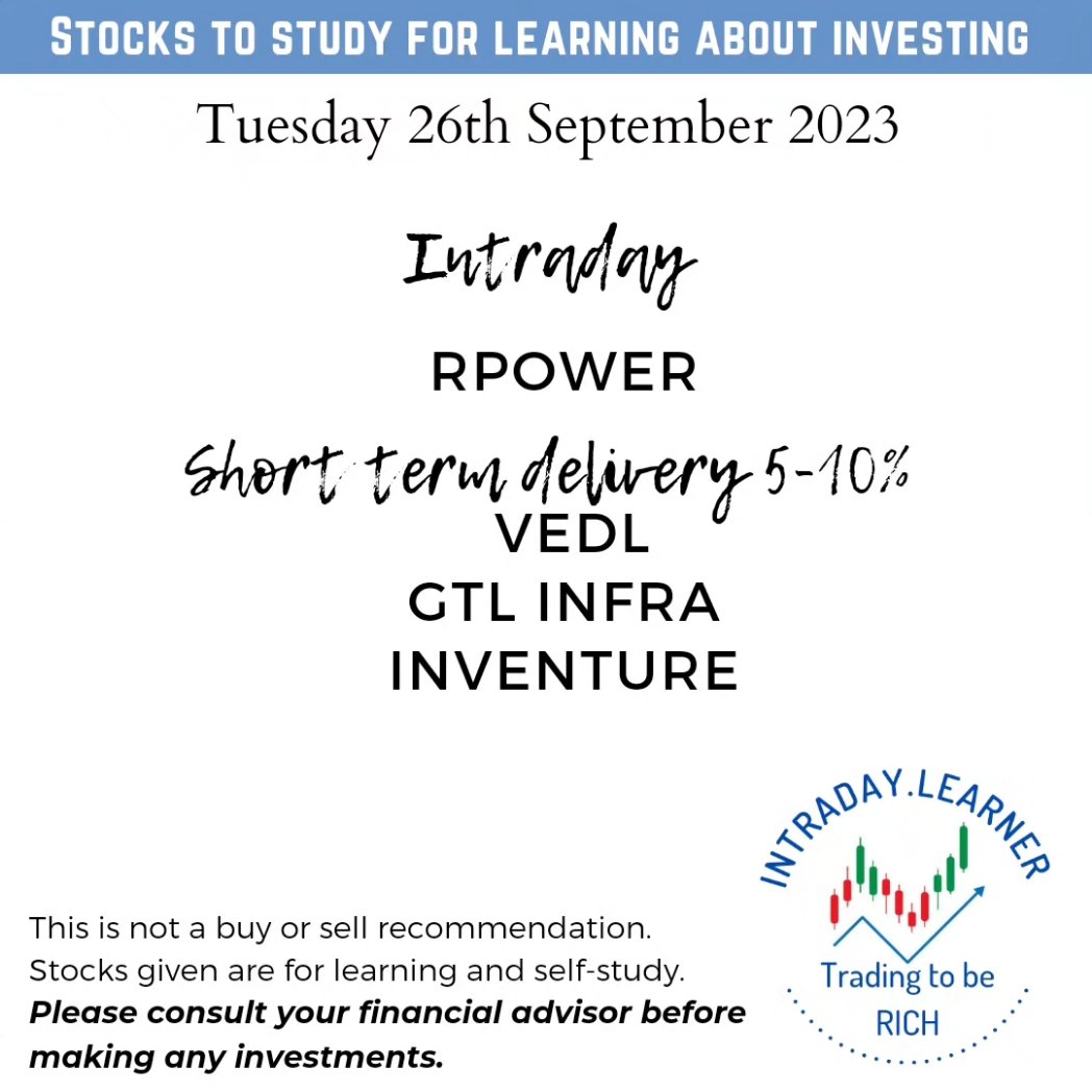 Stock to study on 26th Sep23

by <a href="/LearnerIntraday/">Intraday.Learner</a>

#navimumbai
#intradaytrading #zeebusiness
#StockMarketindia #sharemarketindia #sensex #GIFTNIFTY #nifty50 #NiftyBank #dalalstreet #zerodha  #trading #trending #bhfyp #instagood 

This is not a buy or sell recommendation