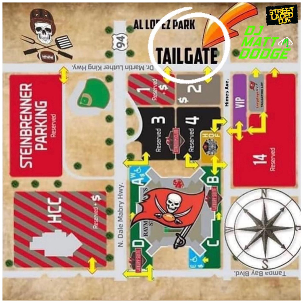 StreetLacedDJs's tweet photo. Rise &amp; Grind, #BucsNation🏴‍☠️! It’s GameDay! Meet us at @RJStadium TONIGHT as we’re ready to bake! @DJJIMIO &amp; @djshizm on #BucsBeach, @DJMattDodge at the Tampa Bay Leatherheads Tailgate in Al Lopez Park, @djxplicid at @Publix Ultimate Tailgate in Lot 14, @DJEkin In-Game DJ &amp; Host! https://t.co/lPECSw2Zah
