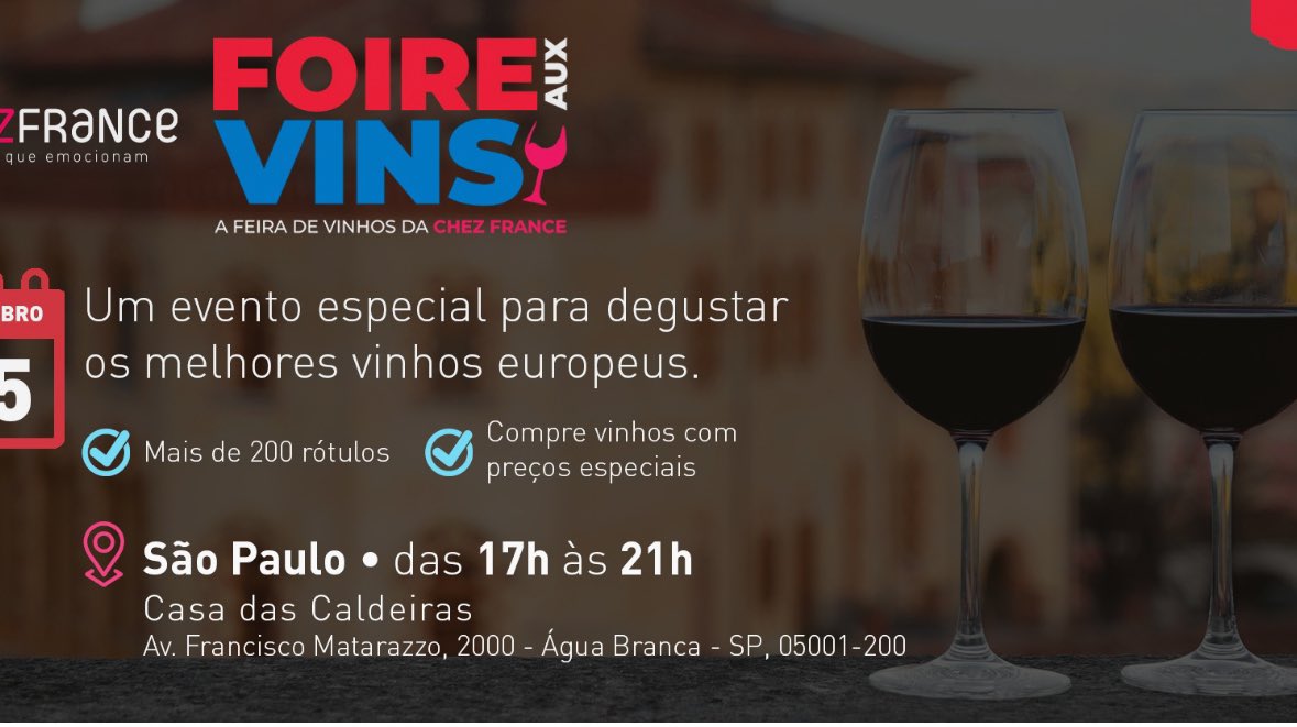 harmonizacom's tweet photo. Nos vemos hoje na Feira de Vinhos da Chez France?

Ingressos: https://t.co/b8HPrwRfmL https://t.co/xyYTkZArmi