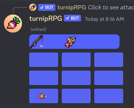 turnipRPG's tweet photo. the early fish gets the worm! (that's how it goes, right??)

try out fishing with the simple but engaging minigame! you'll be hauling in  fish in no time 

→ https://t.co/NSeQMoXBov ← https://t.co/RB7Emm0i3a