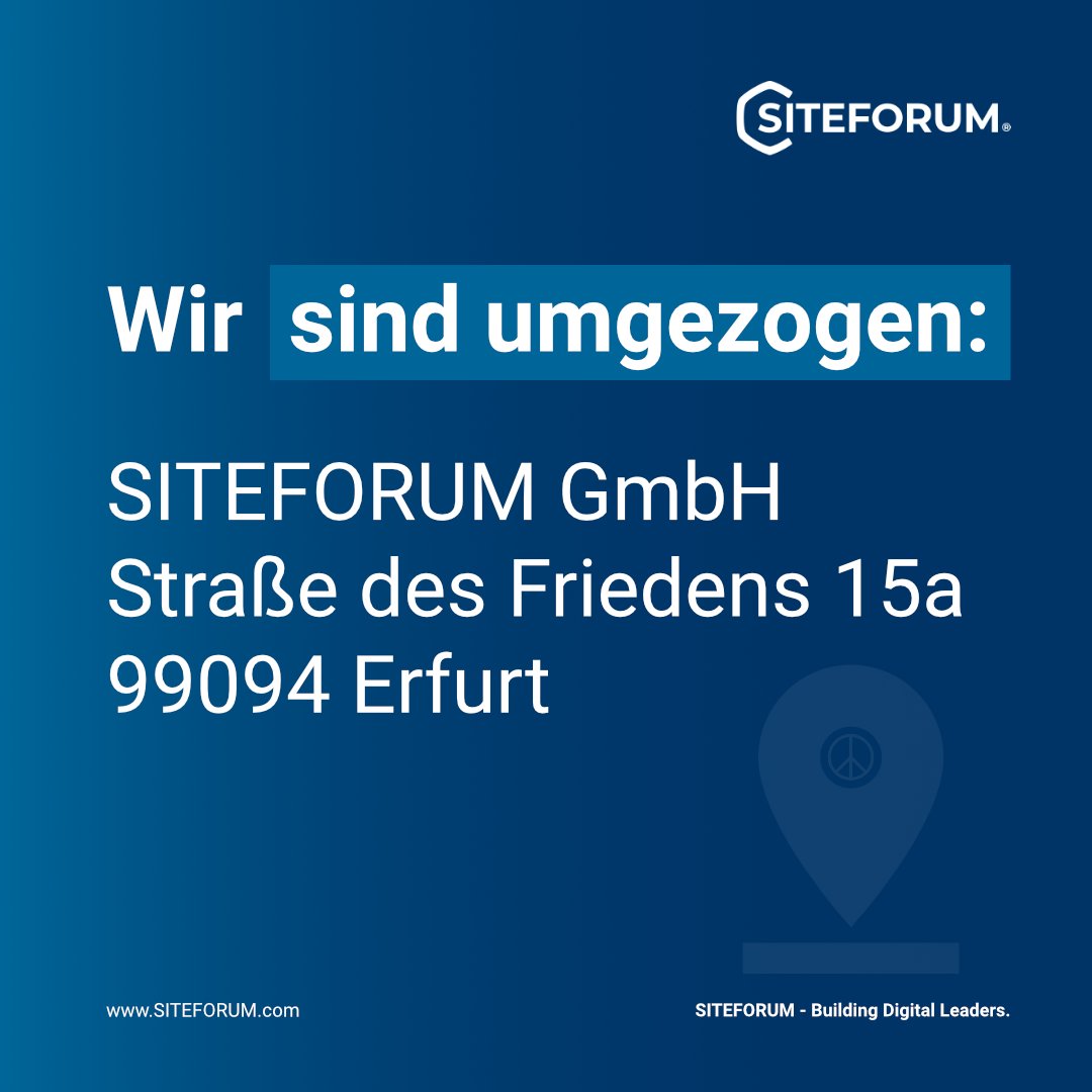 Nach 15 Jahren in unserem alten Büro wurde es Zeit für einen Tapetenwechsel. Deshalb haben wir unsere Räumlichkeiten in der Walkmühlstraße in Erfurt verlassen und haben ein neues modernes Büro in der Straße des Friedens, ebenfalls in #Erfurt, bezogen.🚗 #SITEFORUM #News #Frieden