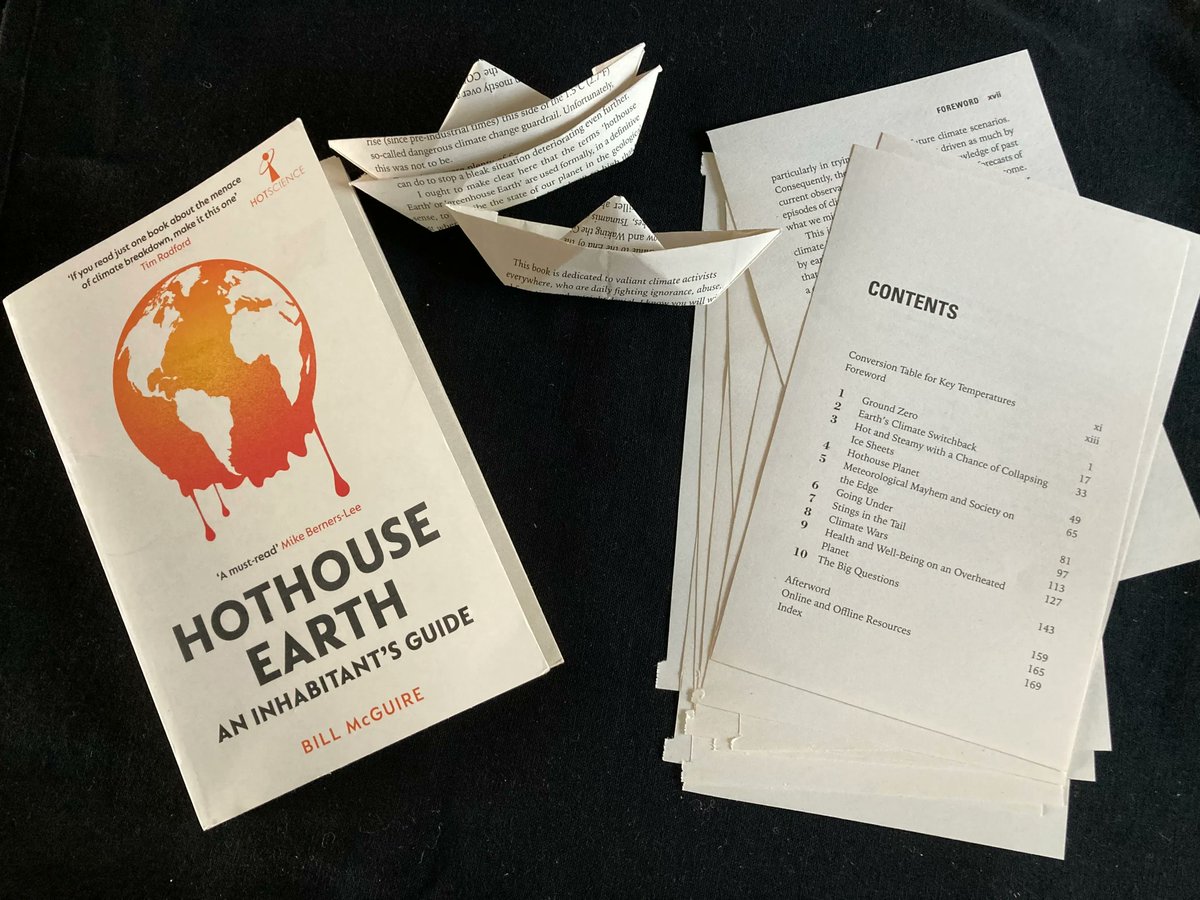 For #ScotClimateWeek, we are tearing up copies of 'Hothouse Earth' by @ProfBillMcGuire to send to @RishiSunak & those in the #UKGov who seem oblivious to the unfolding #ClimateCatastrophe and continue to licence and subsidise #FossilFuels. Perhaps they might learn something.