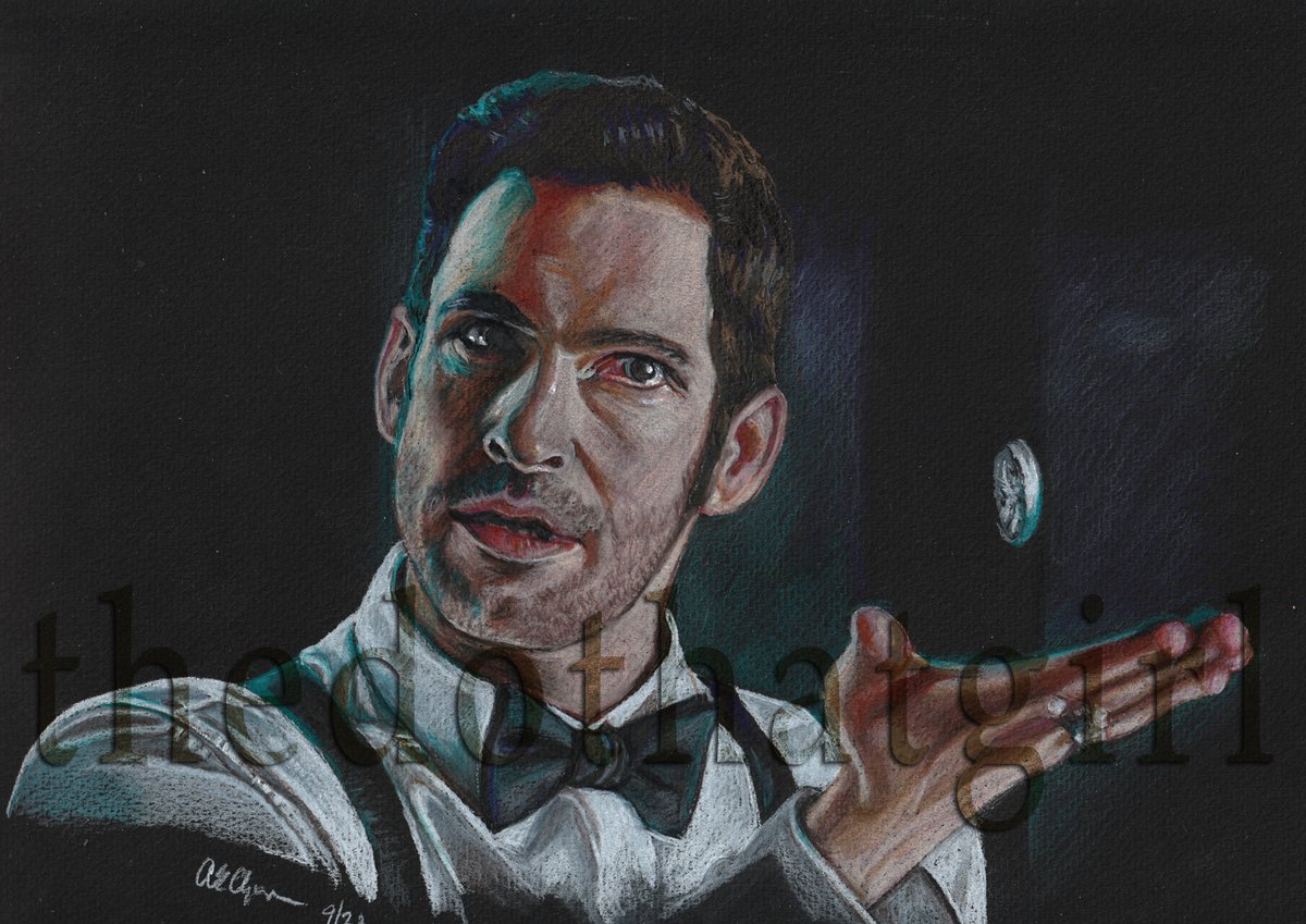 For September's #LuciferFanartPrompt 'Tuxedo' 

Lucifer offering the coin to Malcolm - Season 1 
Coloured pencil on black paper #LuciferMorningstar #Lucifer #LucifanartPrompts #PentecostalCoinLucifer