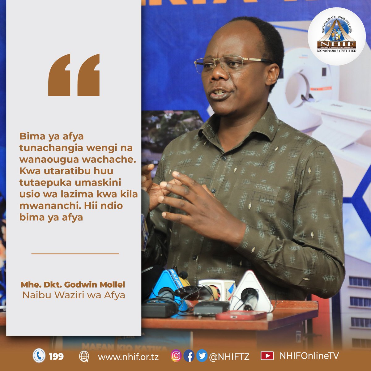 Naibu Waziri wa Afya Mhe. Godwin Mollel akizungumza kuhusu mafanikio ya Sekta ya Afya katika mkutano na vuombo vya habari. 
<a href="/wizara_afyatz/">Wizara ya Afya Tanzania 🇹🇿</a> <a href="/ummymwalimu/">Ummy Mwalimu</a> <a href="/dr_mollel/">Dr Godwin .O.Mollel</a> <a href="/TZMsemajiMkuu/">Msemaji Mkuu wa Serikali</a> <a href="/maelezonews/">Maelezo News</a> 
#bima #bimakwawatoto #bimayaafyakwawote #nhif