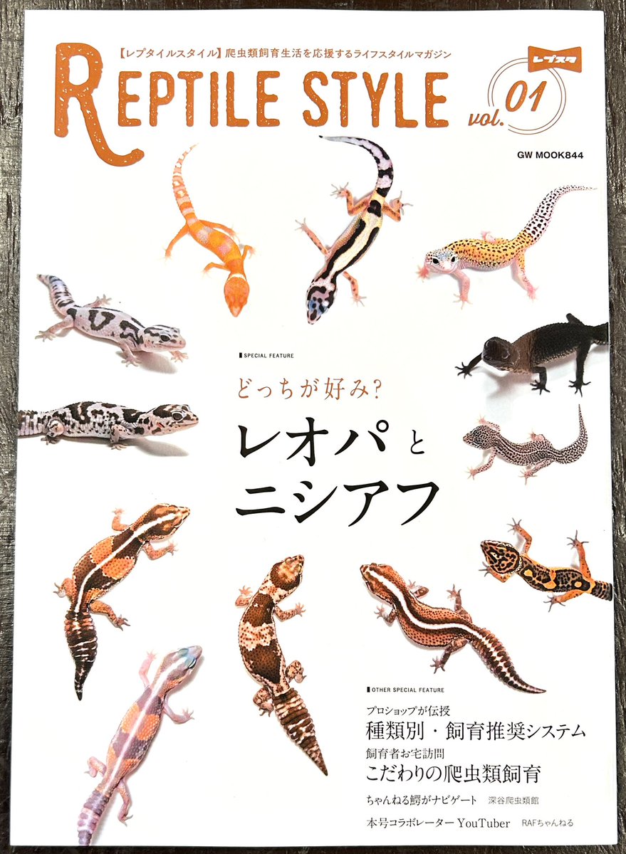 herptilelovers's tweet photo. #REPTILESTYLE vol.1が入荷しました！
初号の特集は「どっちが好み？レオパとニシアフ」。
全国のブリーダーさんやショップ秘伝の飼育法が掲載されていて、勉強になること間違いなし！有名YouTuberさんのインタビューもおすすめ！
全国への通信販売も承ります。→(https://t.co/b36y5GUqJN)

#レプスタ https://t.co/xP7QPdsGTy