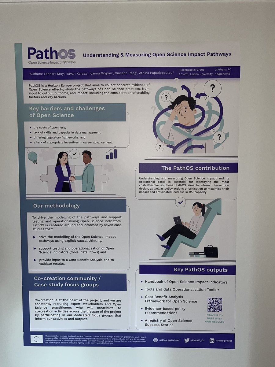 PathOS_EU's tweet image. Are you in Madrid for the #OSFAIR2023?
You can find #PathOS at the @OpenAIRE_eu booth and at the poster exhibition in the Sala Nouvel! 
Come find us to learn more about the motivation and main outputs of our project!