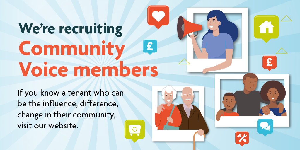We’re recruiting Community Voice Members to join a group of tenants from Oldham, Knowsley and Salford that will help us to listen and learn and put tenants at the centre of everything we do.
 
Click the link to visit our website to find out more - bit.ly/3EMQoTd