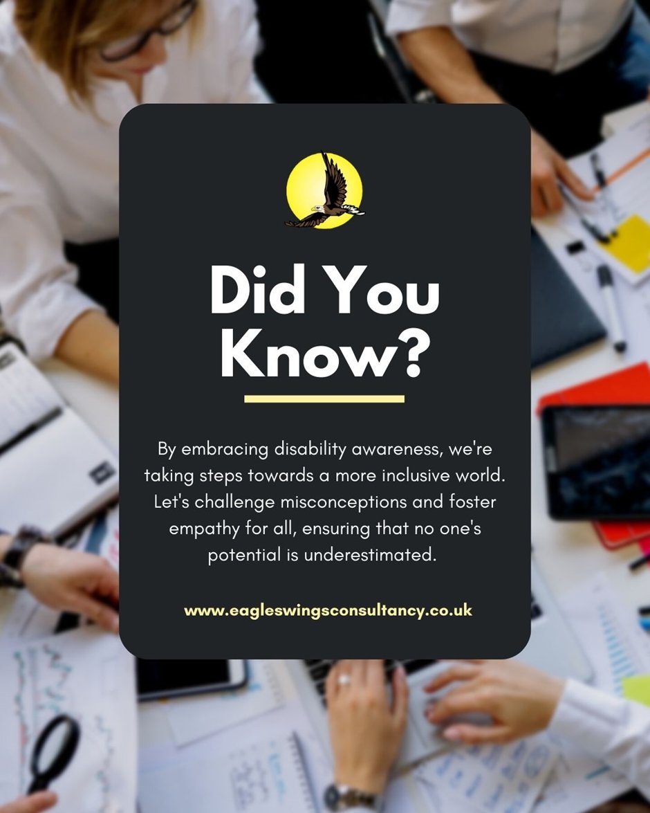 EWConsultancy's tweet photo. #DidYouKnow #DisabilityAwareness #ChallengeMisconceptions #FosterEmpathy
#EaglesWingsConsultancy #DisabilityConsultant #DisabilitySpecialist #ExpertByExperience #TurningDisabledToEnabled https://t.co/JARH2qJjv0 @EWConsultancy https://t.co/LEyM2ojAH5