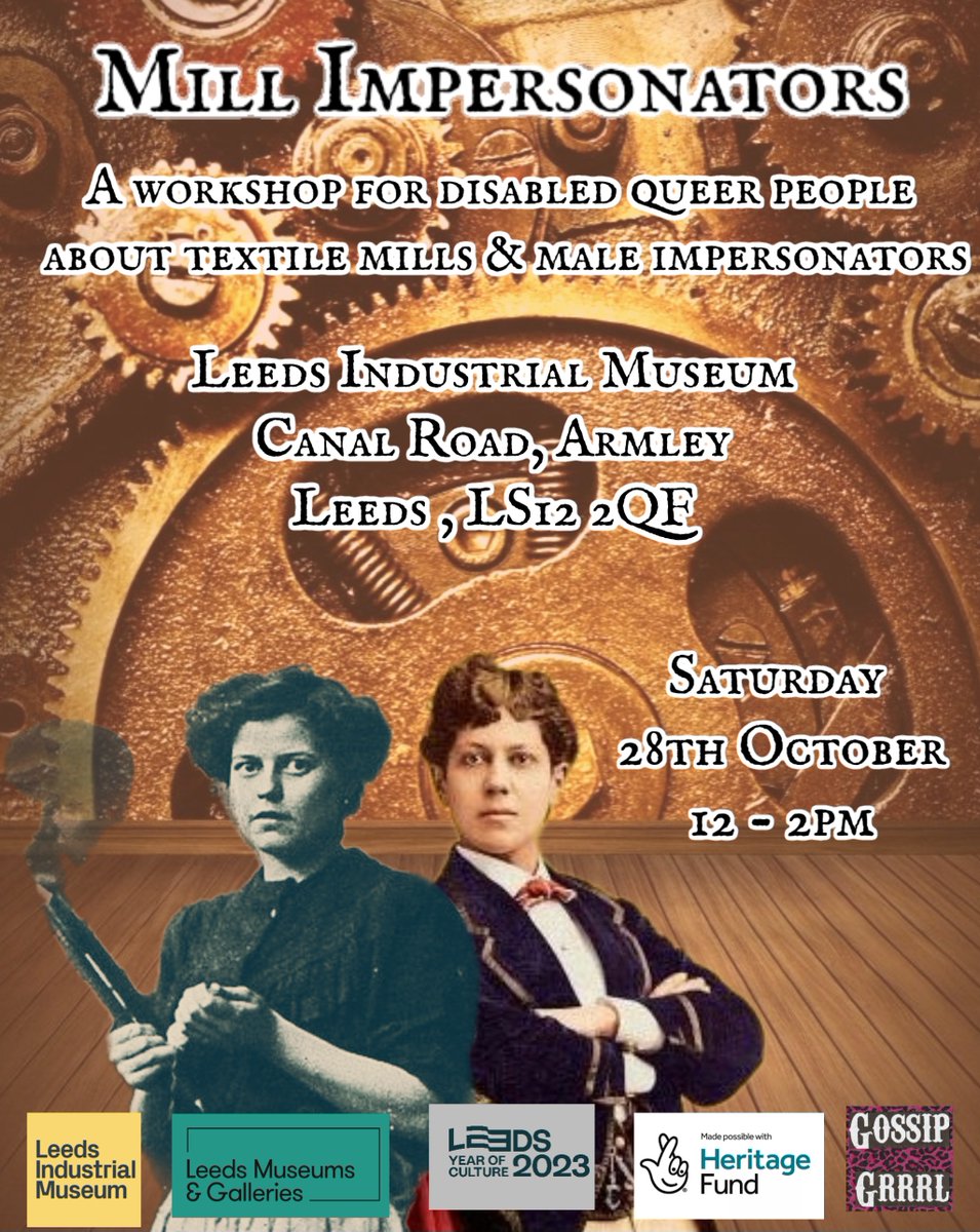 Calendar_Grrrl's tweet photo. myself & Kit George Art are hosting a workshop for disabled queer ppl @ Leeds Industrial Museum about textile mills & drag kings
Link here: https://t.co/Lb9nU5A9iv
thanks @ShoddyArts for producing this as part of #AnyWorkThatWantedDoing exhibition @LEEDS_2023 @HeritageFundNOR https://t.co/8yjLkLlTBq