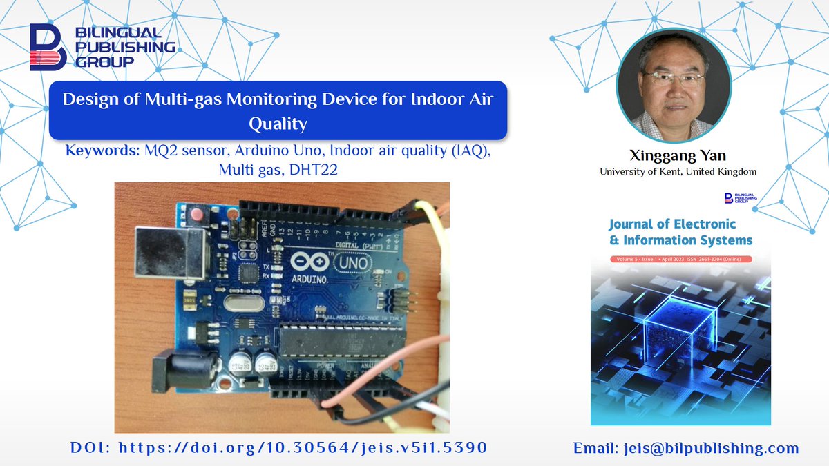 JeisOffice's tweet image. 🖥 Design of Multi-gas Monitoring Device for Indoor Air Quality
This study proposed the use of an MQ2 sensor for multi-gas rate detection which can exist indoors.
#MQ2_sensor #Arduino_Uno #IAQ #Multi_gas #DHT22
DOI: doi.org/10.30564/jeis.…
