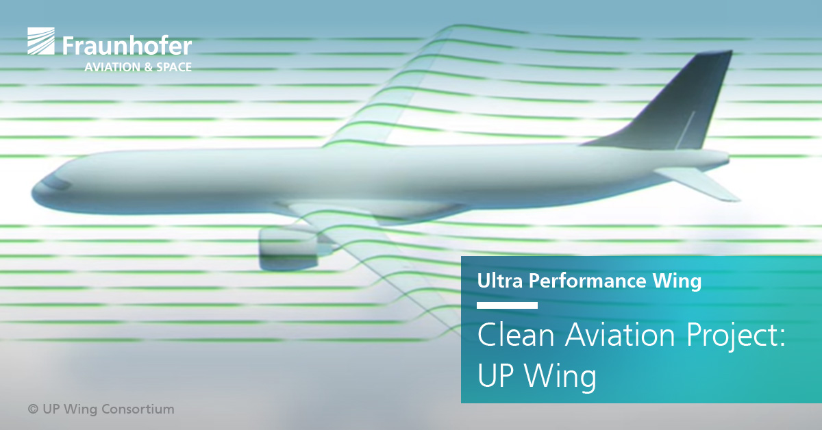 Clean Aviation Project UP Wing: Together with project partners in a multi-national consortium, Fraunhofer EMI, <a href="/FraunhoferIFAM/">Fraunhofer IFAM</a> and <a href="/FraunhoferLBF/">Fraunhofer LBF</a> work on concepts of ultra-performance wing structures for ultra-efficient aircraft. More information: s.fhg.de/p8T