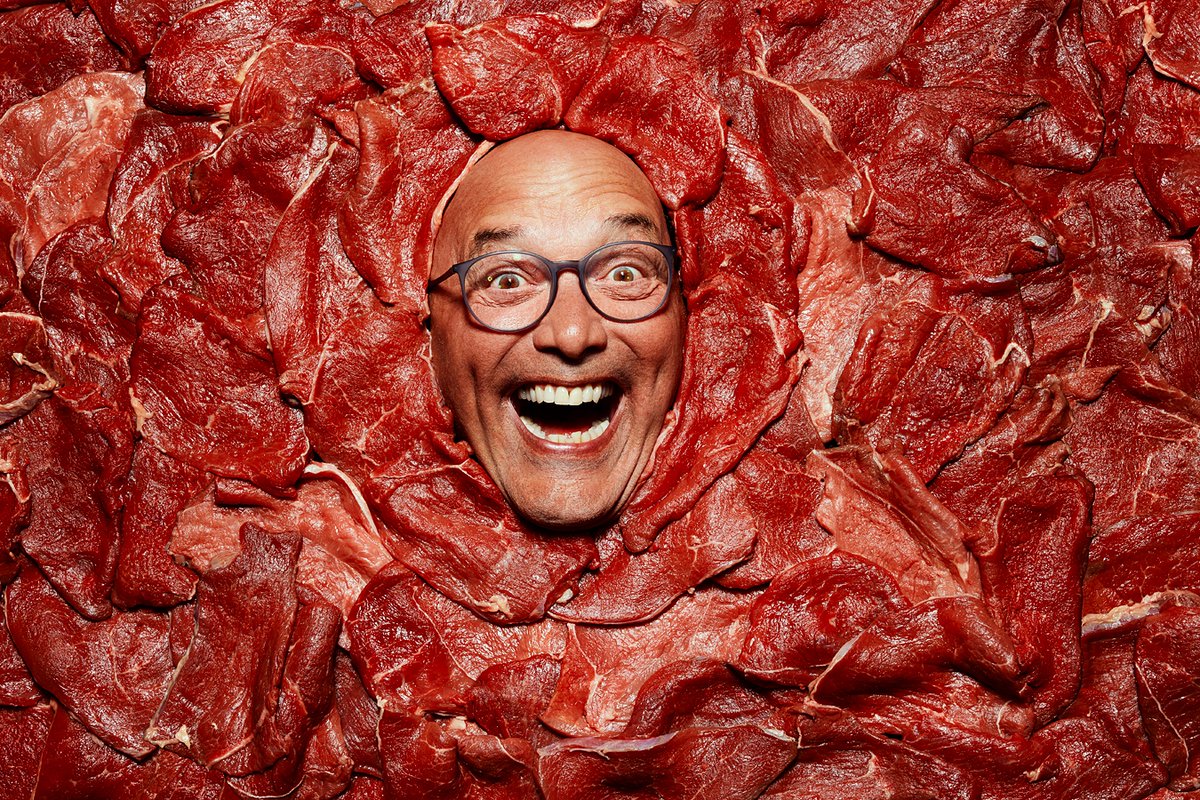 Here is definitely one of the wilder shots I’ve ever taken and a bold start to the week. Gregg Wallace photographed for Channel 4 and the “The Great British Miracle Meat”, a satirical take on the cost of living crisis. #greggwallace #britishmiraclemeat #costoflivingcrisis