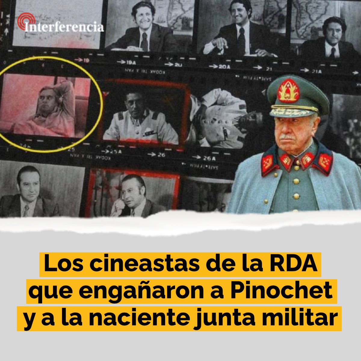 InterferenciaCL's tweet photo. En 1973 Walter Heynowski y Gerhard Scheumann se infiltraron en la dictadura para retratar su crueldad y, también, la ignorancia de Pinochet. Generales, políticos e incluso los máximos dirigentes de Patria y Libertad, cayeron en el engaño. https://t.co/iyO5gxUaCL https://t.co/jt02ZpI7fc