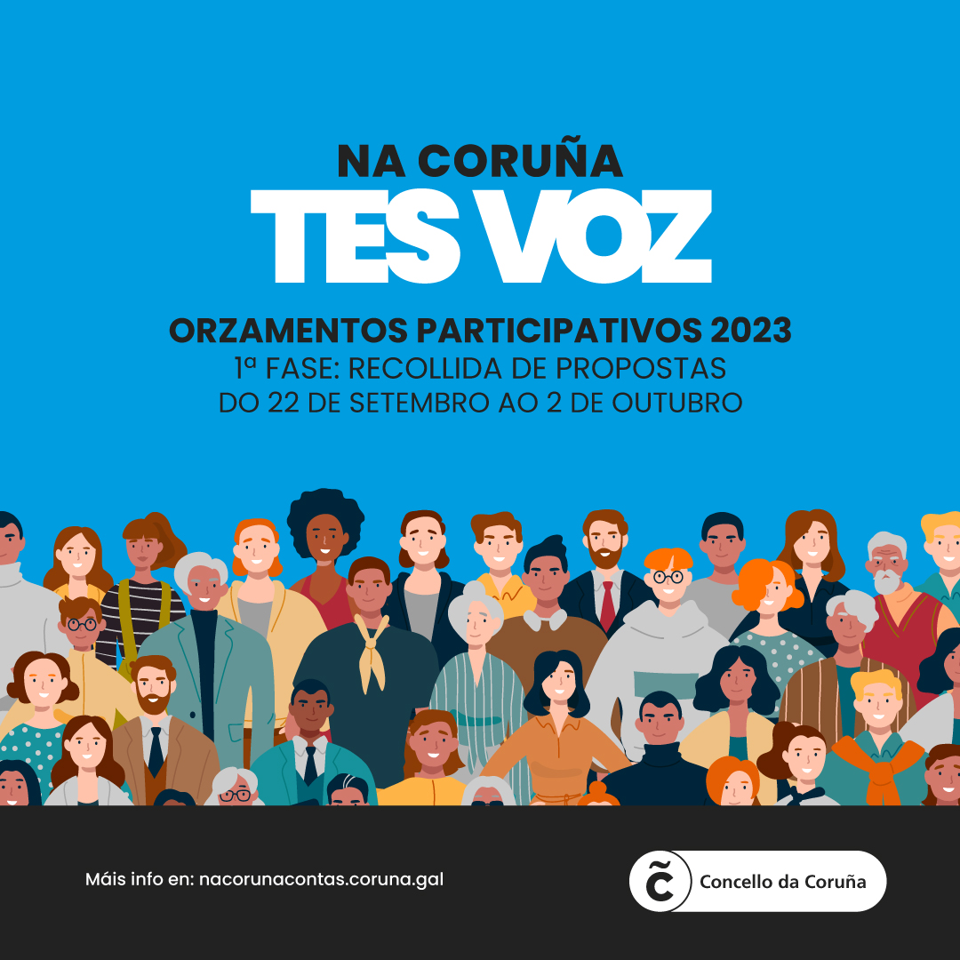 coruna_social's tweet photo. 👉 Voltaron os Orzamentos Participativos e ata o 2 de outubro estamos na fase de recollida de propostas!

🙋 Podes participar escollendo investimentos para a cidade.

📝 As propostas presentaranse nos rexistros municipais de María Pita, Ágora e Fórum ou en https://t.co/uNFrCeQTkr https://t.co/5NzMHRo2io