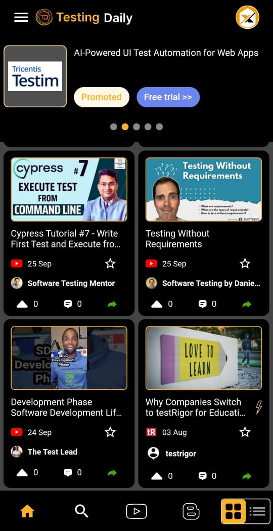 What’s trending in #SoftwareTesting? ✅
Install the #TestingDaily App &amp; Check it out ⬇️🎉
lnkdtriin/gV8Wtqhx

Congratulations &amp; thanks for creating amazing content for community
<a href="/swtmentor/">Manish Verma</a>, <a href="/dnlkntt/">Daniel Knott</a>, <a href="/testrigor/">testRigor</a>, #thelestlead
