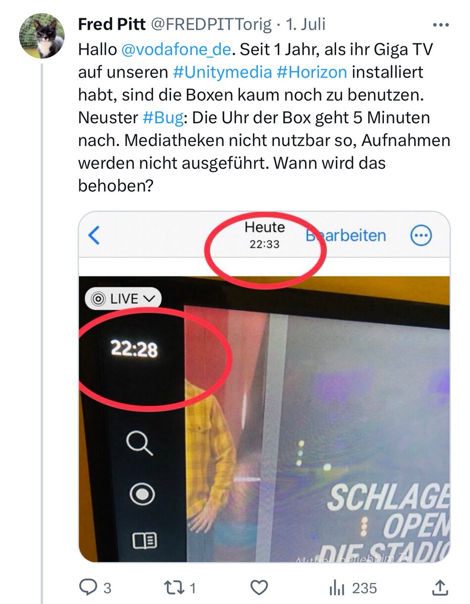 FREDPITTorig's tweet image. @vodafone_de  @vodafoneservice  kriegt es weiterhin NICHT hin auf #HORIZON Boxen der #Unitymedia Kunden die korrekte Uhrzeit anzuzeigen! D.h. man kann nichts aufnehmen,keine Mediatheken nutzen usw. Was #Vodafone hinkriegt ist aber trotzdem jeden Monat den vollen #Preis berechnen!