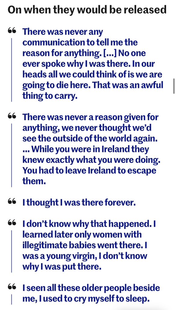 Words spoken by women and girls who spent time in #Magdalene laundries.  There was no release date which saw months, years pass by.  Dying to get out.  Sadly too many died within the high walls that kept them prisoner.  Below are just a few of their words.  
#TheWomanInTheWall
