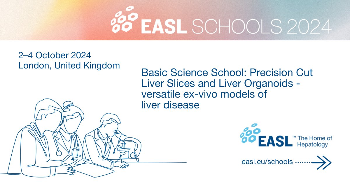 Are you a Young Investigator in #BasicScience? Then this #EASLSchool is for YOU 🔥 Students will receive hands-on practical training in the preparation, culture and characterisation of precision cut liver slices.🧫🧪🥼 Organisers Shilpa Chokshi, Elena Palma and Luca Urbani are…