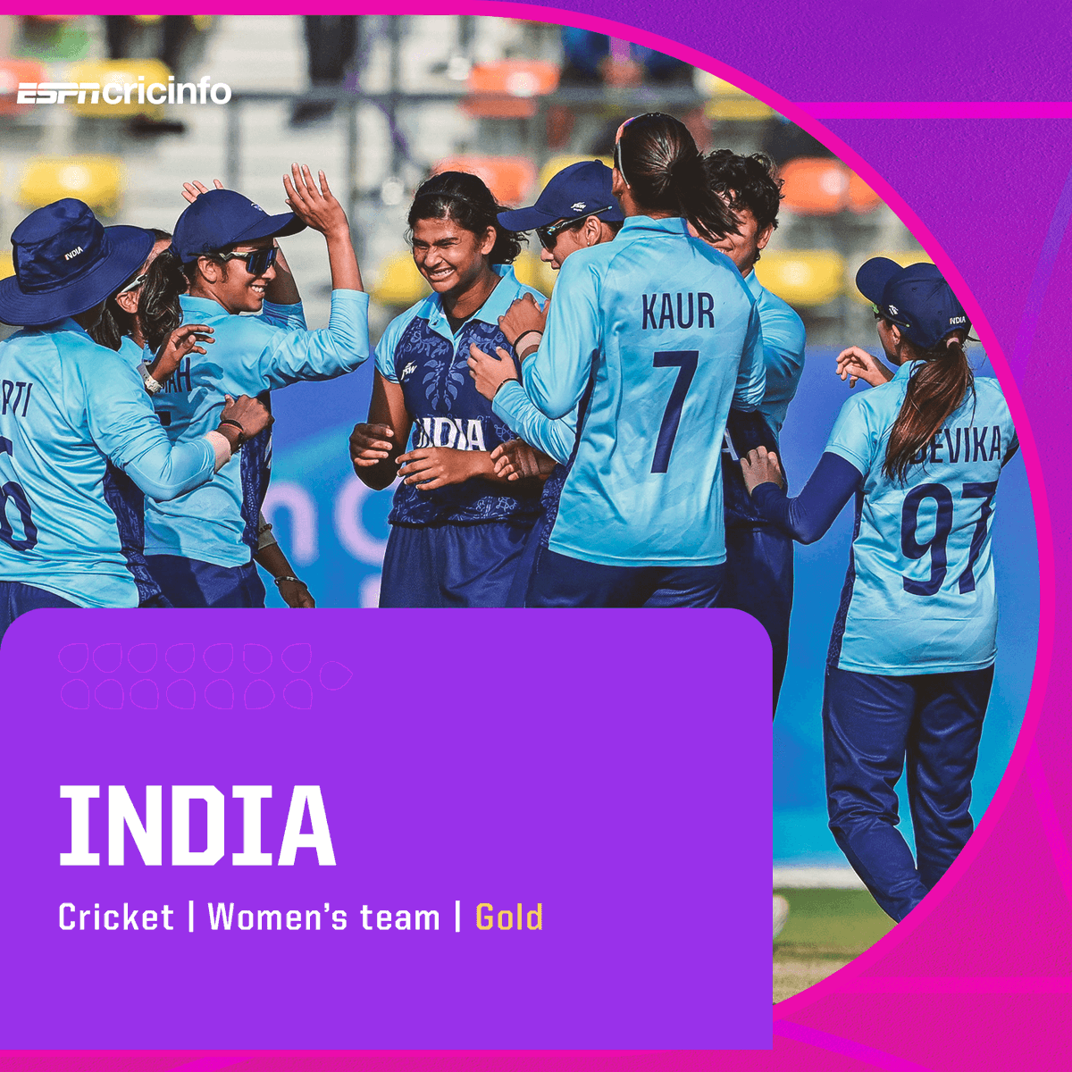 cricinfo's tweet photo. India strike gold at the #AsianGames 🥇 🙌 

Sri Lanka take silver 🥈 👏

https://t.co/BklH1ySsSc #INDvSL https://t.co/6LkC4LN8DT