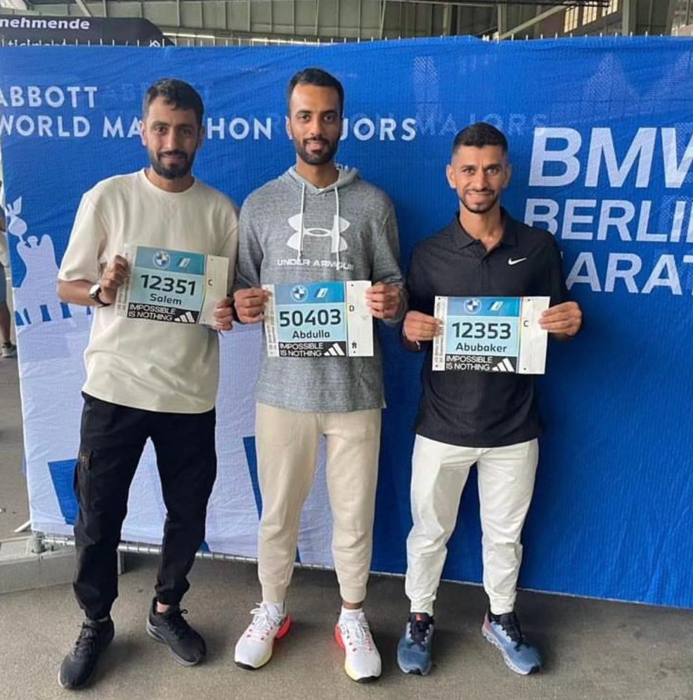 UAEinBerlin's tweet photo. Congratulations to the phenomenal #UAE athletes ๐ฆ๐ช (Talib Al Salami, Abubaker Al Houqani, Salem Al Hashmi, Abullah Al Shehhi), who participated in @berlinmarathonE . It is truly inspiring to witness our athletes pushing their limits and reaching new heights on an international stage. ๐ฉ๐ช๐