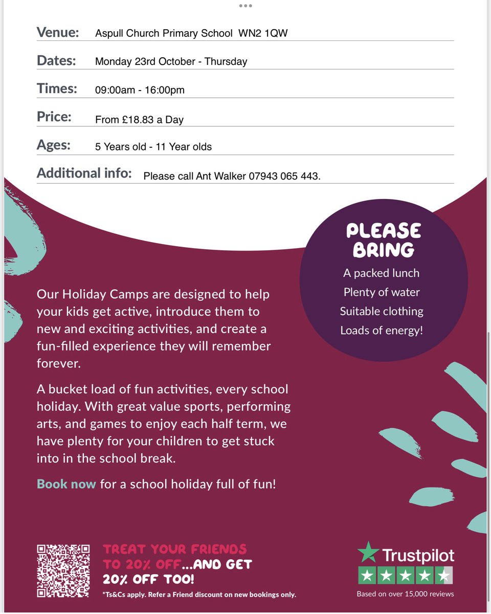 Holiday camp for October!