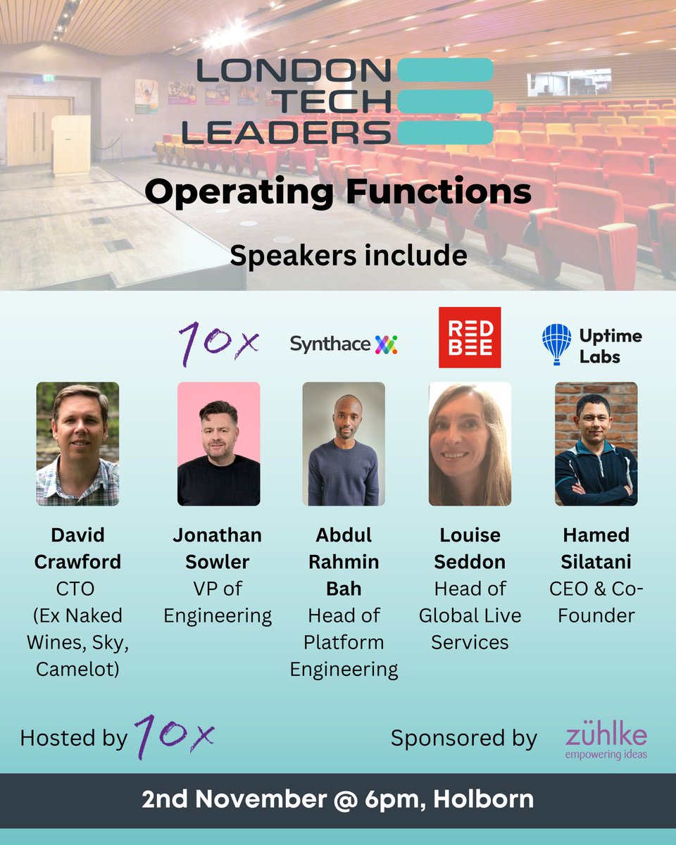 Our 15th London Tech Leaders event, focused on operating functions, is set to take place on November 2nd! This exclusive event will take place at @10XBanking's office and auditorium. Sign up here londontechleaders.io/event/london-t…