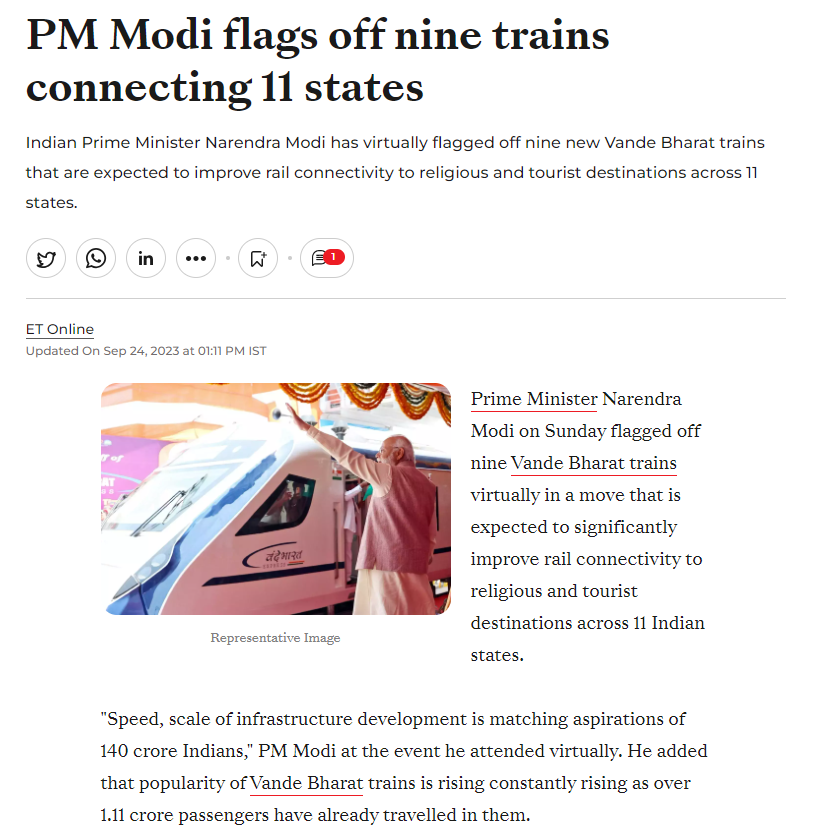 ShremInvIT's tweet photo. 9 trains, 11 states, one nation @ET_Infra @PMOIndia @narendramodi  

https://t.co/dlVkAWZjRv

#Shrem #ShremGroup #ShremInvIT #InvIT #invest #investment #investing #infrastructure #roads #highways #infrastructureinvestment #finance #infrastructuredevelopment #india #economy #growth #railway #VandeBharat