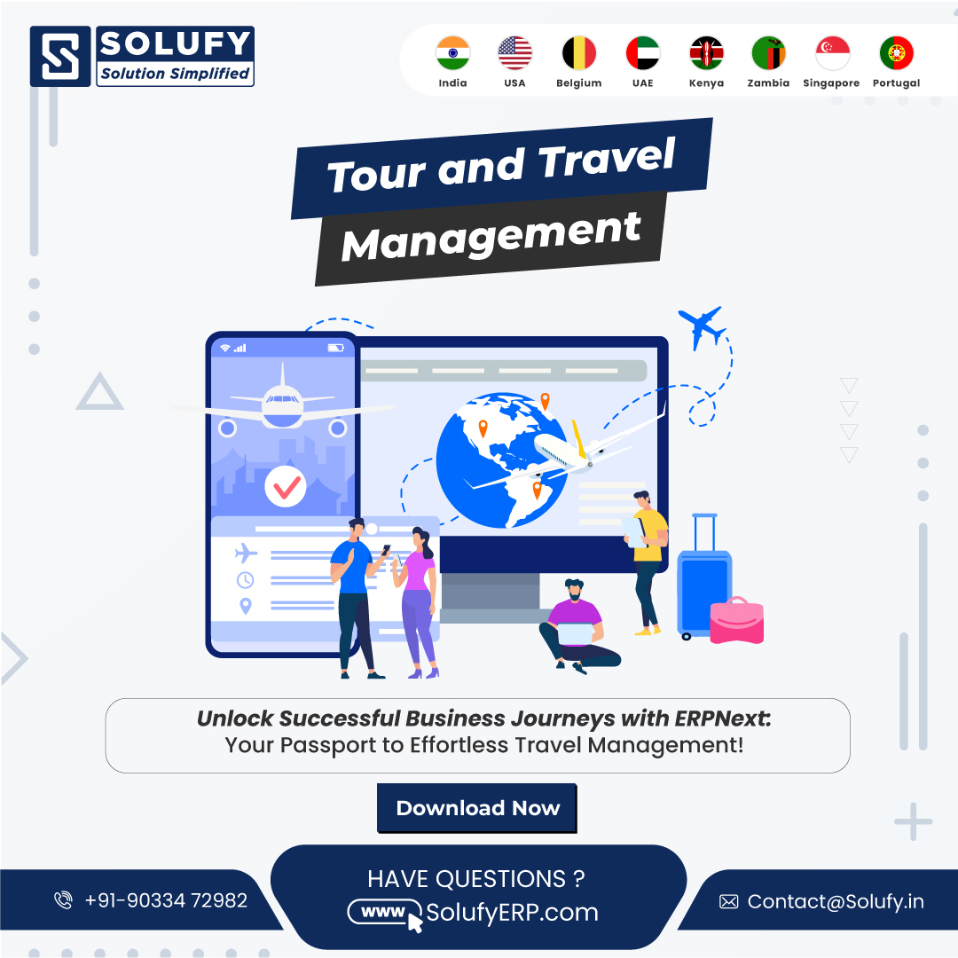 #Tours & #TravelManagementSystem, integrated within #ERPNext, is a powerful solution to streamline your #travelbusiness. With features for itinerary planning, booking management,financial tracking,& customer data, & more . 
🛒Buy Now
app.solufyerp.com/products/tours…