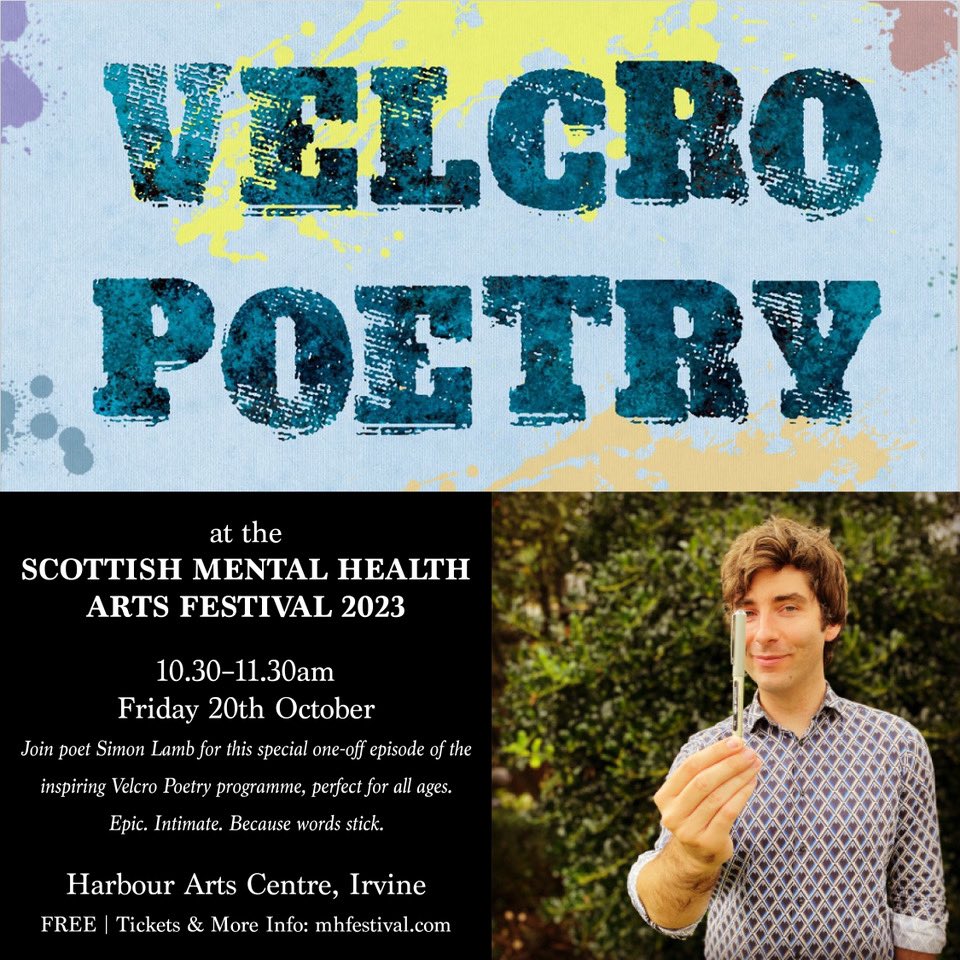 wintonprimary's tweet photo. Over the last month, Primary 7 have enjoyed a fantastic input on Velcro Poetry from poet Simon Lamb. 

Simon would like to invite Winton families to a public session of Velcro Poetry at the Harbour Arts Centre!

Tickets are free but should be booked in advance. 🎟️ @approx21words https://t.co/5yBSkgWifr