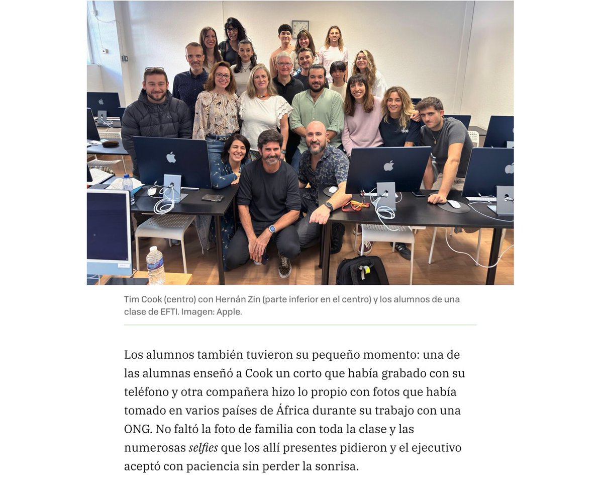 efti_fotografia's tweet photo. "Imagina que estás en clase y de pronto por la puerta entra... #TimCook, CEO de Apple. Eso mismo ha ocurrido este sábado 23 de septiembre en #EFTI."
🙌¡GRACIAS a @xataka y @kyravms por este maravilloso testimonio y entrevista a @tim_cook!🙌
▶https://t.co/LymoJZPwUk
#timcookceo https://t.co/Ph8spPu0g4