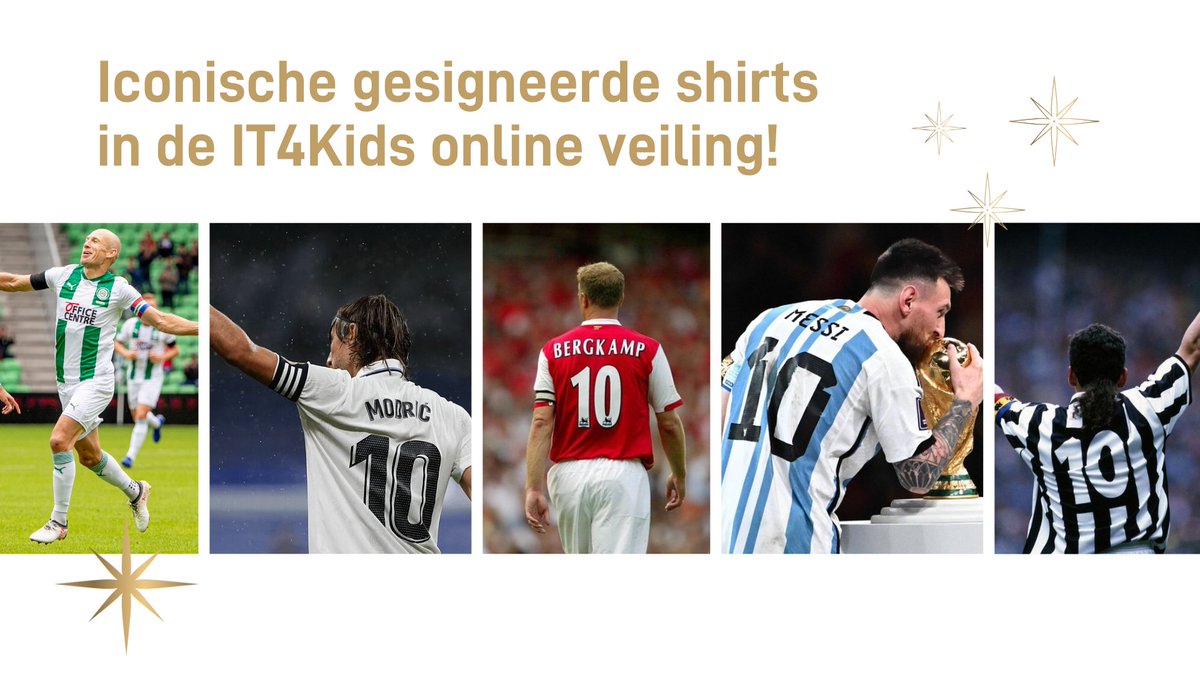 We hebben in onze online #veiling iconische gesigneerde #voetbalshirts met rugnummer 10, zoals #Messi𓃵 . Alle shirts zijn gesigneerd, ingelijst en hebben een certificaat van echtheid. Bied jij mee? De opbrengst gaat naar sportkansen voor kinderen! veiling.it4kidsgala.com/auctions/9/?pa…