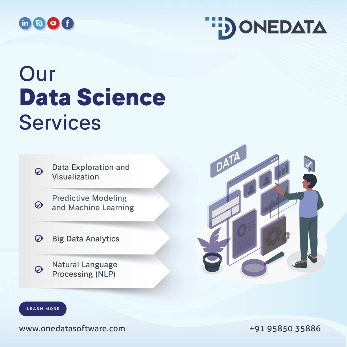 📊 Unlock the Power of Data Science with Us! 🚀

🔍 Our Data Science Services are here to transform your data into actionable insights. 📈
📊 Elevate Your Business with Our Data Science Services
#DataScience #Analytics #MachineLearning #BigData #AI #DataVisualization