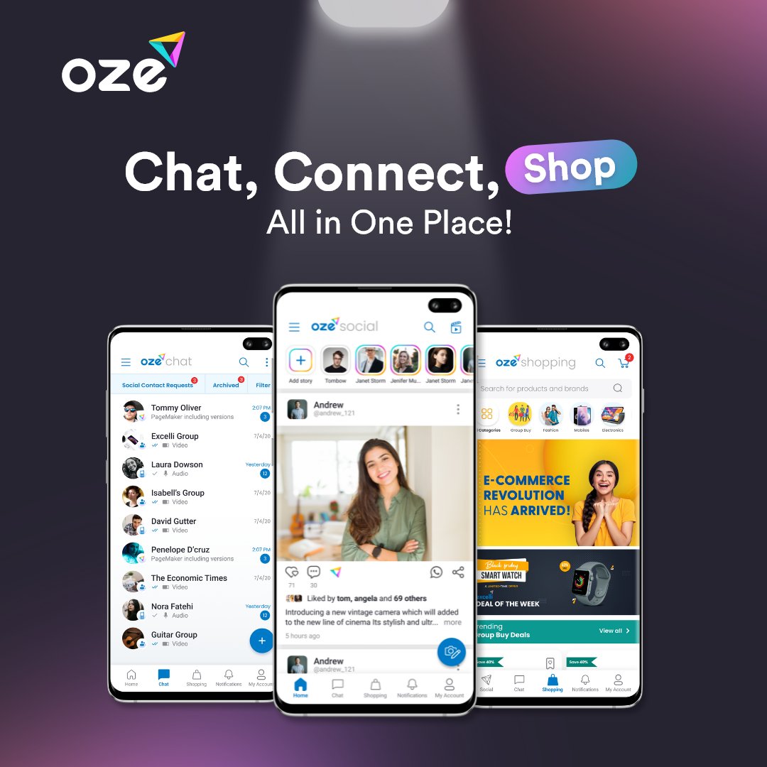 OZE: Where shopping meets socializing. 
Experience the best of both worlds! 🛒💬🌐 

#ShopChatConnect #OZEExperience #OZE #CryptoApp #CryptoSuperApp #cryptocurrencies