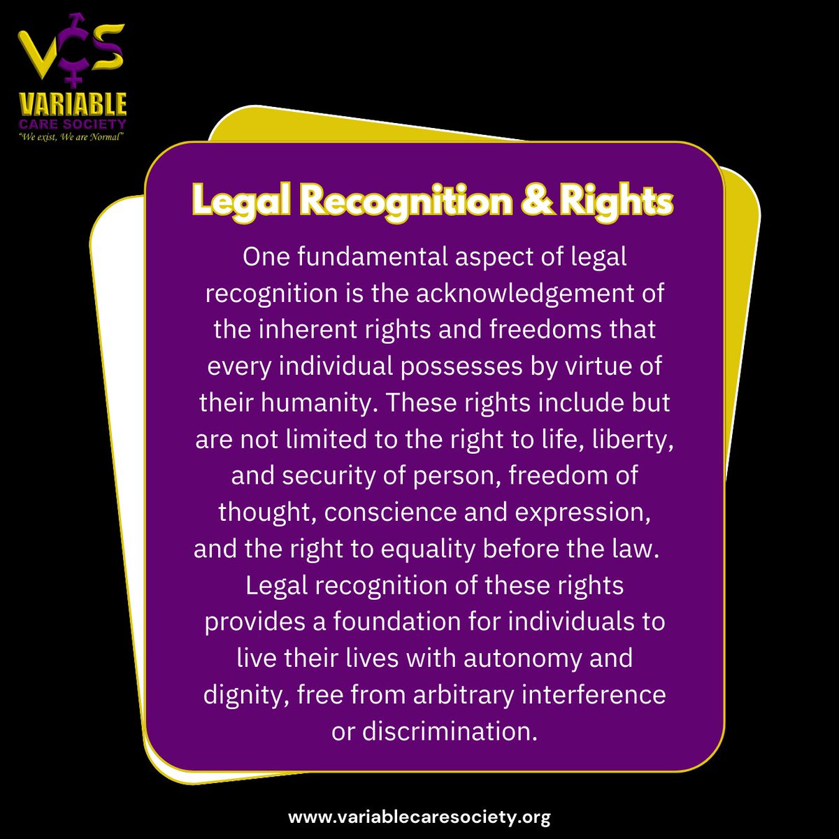 To enjoy the same rights as other individuals, stigma and discrimination based on sex and gender must be eliminated. 
#intersex 
#weexist 
#wearenormal 
#legalrecognition 
#intersexrights