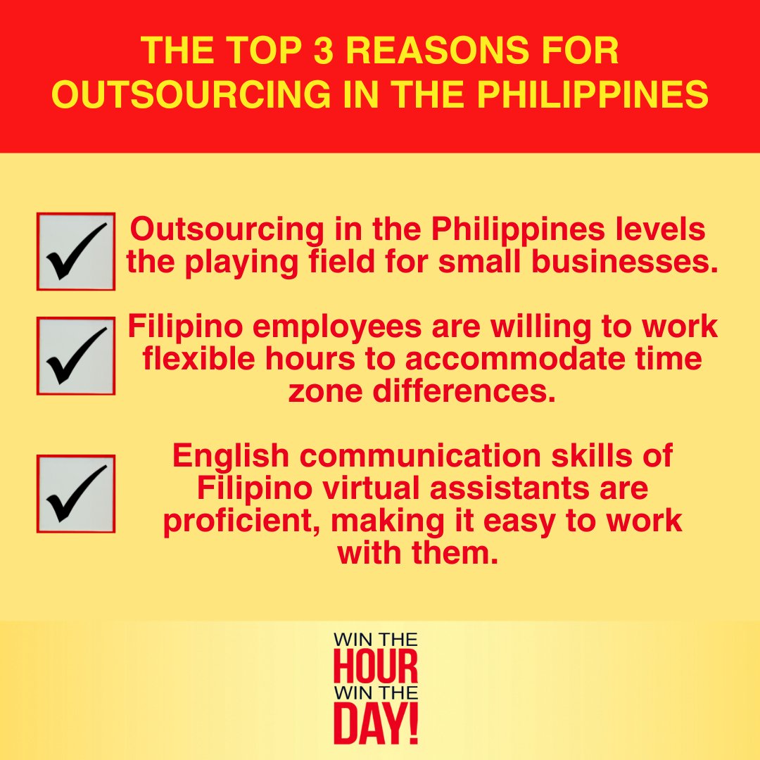 krisward's tweet image. 💡The Top 3 Reasons For Outsourcing In The Philippines

#systemsandprocesses #servicebusiness #outsourcing #BusinessSolutions #TeamDevelopment #SmallBizSuccess #OutsourcingExperts #EfficientProcesses #BusinessGrowth #ProductivityBoost #SmallBusinessOwners
#Systematic