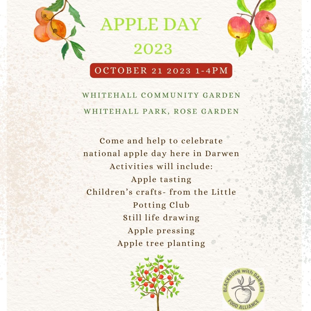 We will be at Whitehall Park Community garden on Saturday 21st October 1-4 to celebrate all things apple. Please RT
#NationalAppleDay #buybritish
#buylocalfood #buylocalblackburn #buylocaldarwen #goodfoodmovement