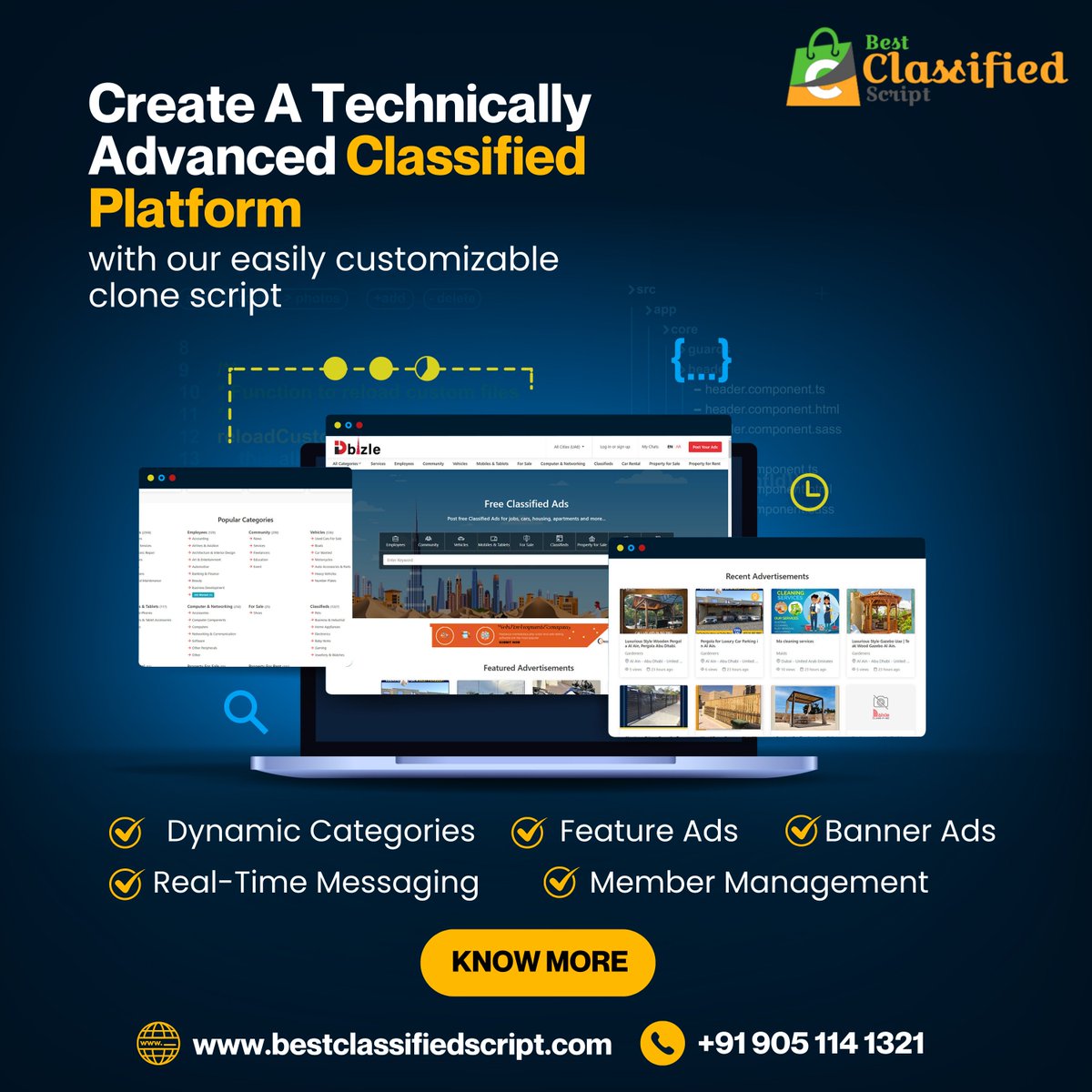 buyclassified's tweet image. Now creating a #classifiedwebsite with all the modern features & functions is easier than ever before!
Use our specially crafted #PHPscript to create a highly optimized & reliable #classifiedmarketplace platform.
Get FREE Demo!
☎️+91 90511 41321
🌐 bestclassifiedscript.com