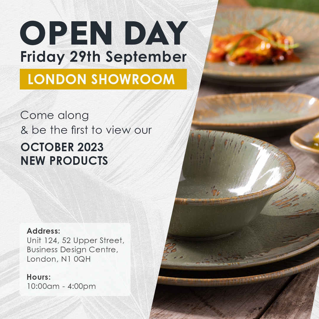 Genware1's tweet photo. Product #Showroom Open Day!

Come along and be one of the first to view our October 2023 products before they launch!

Looking forward to meeting you all there!

#GenWare #London #tableware #glassware #wholesaler #tablewaresupplier #drinkware #buffetware #tablepresentation https://t.co/kByKMT9Q6O