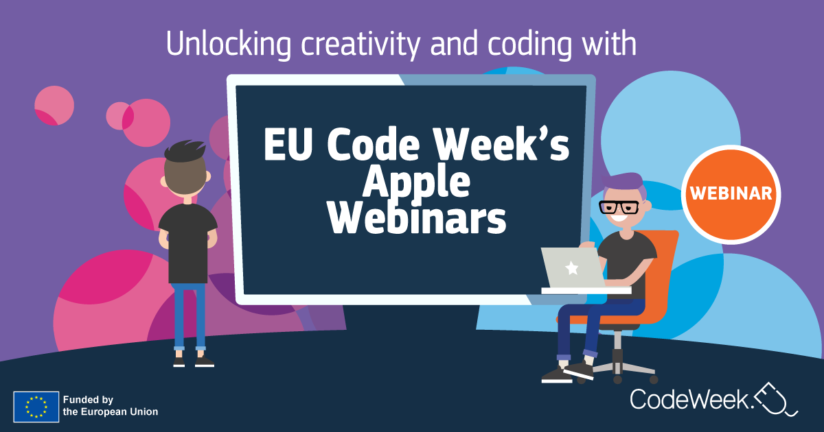 CodeWeekEU's tweet photo. Join our #EUCodeWeek Webinar in partnership with Apple this afternoon between 17:00 and 18:30.

This webinar is for those who wish to teach coding students how to make their very own app! 

Trust us, you won't want to miss it 👉https://t.co/agv7P0GfHp 

#STEM #Learning https://t.co/4ZpAOQBn35