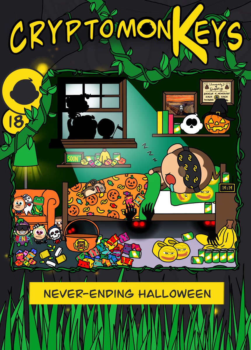 #NFTGiveaway by Time Traveller 🎂

For the #NFTCollection &amp; #NFTcommunity that made me love WAX - cryptomonkeys.cc

In 91 hours we draw Gen 1 rare pictured #NFT Never-Ending Halloween:
🐒❤️🔁
🐒follow <a href="/Crypt0monKeys/">cryptomonKeys | Free #NFT #collectibles</a> &amp; me
🐒comment monkey GIF

@cctip_com draw 19 WAXP 191