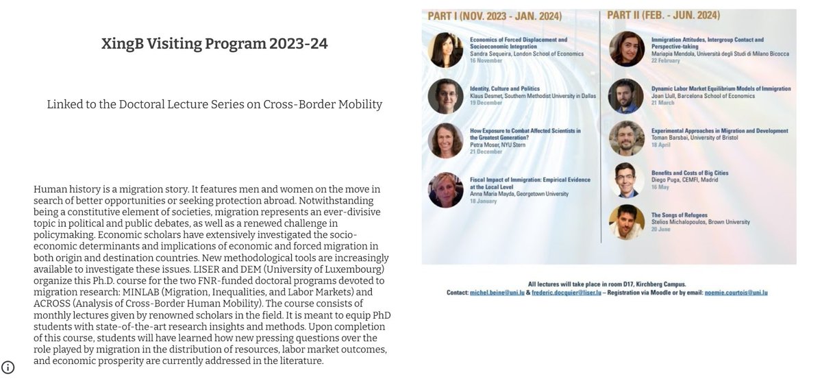 Alexander Yarkin (@alexmyarkin) on Twitter photo Top-star line-up at the Crossing Borders @LISER_CB workshop series this year, with <a href="/SMGSequeira/">Sandra.Sequeira</a>, <a href="/klausvanieper/">Klaus Desmet</a>, <a href="/PMoserEcon/">Petra Moser</a>, <a href="/mayda_anna/">Anna Maria Mayda</a>, <a href="/MariapiaMendola/">Mariapia Mendola</a>, <a href="/JoanLlull_econ/">Joan Llull (Econ)</a>, <a href="/TomanBarsbai/">Toman Barsbai</a>, <a href="/ProfDiegoPuga/">Diego Puga</a>, and Stelios Michalopoulos. Don't miss! Top-star line-up at the Crossing Borders @LISER_CB workshop series this year, with <a href="/SMGSequeira/">Sandra.Sequeira</a>, <a href="/klausvanieper/">Klaus Desmet</a>, <a href="/PMoserEcon/">Petra Moser</a>, <a href="/mayda_anna/">Anna Maria Mayda</a>, <a href="/MariapiaMendola/">Mariapia Mendola</a>, <a href="/JoanLlull_econ/">Joan Llull (Econ)</a>, <a href="/TomanBarsbai/">Toman Barsbai</a>, <a href="/ProfDiegoPuga/">Diego Puga</a>, and Stelios Michalopoulos. Don't miss!