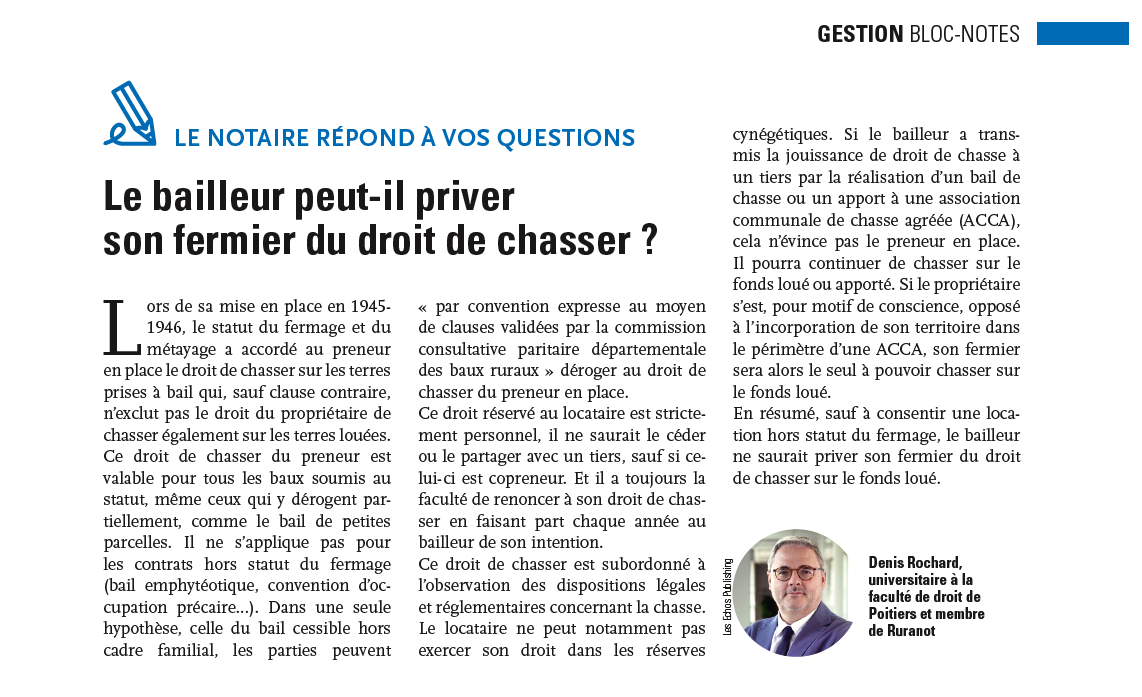 Ruranot's tweet photo. 💡𝗗𝗥𝗢𝗜𝗧 𝗗𝗘 𝗖𝗛𝗔𝗦𝗦𝗘𝗥 𝗗𝗨 𝗙𝗘𝗥𝗠𝗜𝗘𝗥 💡
Un sujet d'actualité abordé par @DenisRochard1 expert scientifique de @Ruranot dans les pages de la @FranceAgricole https://t.co/VuKrBjS1Ld