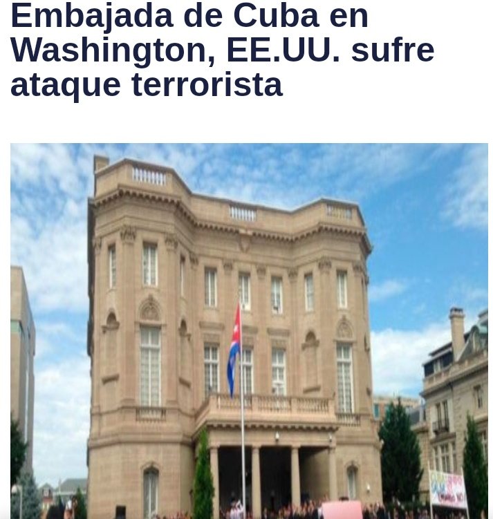 MinfarC's tweet photo. FAR Cuba repudia ataque terrorista perpetrado la noche del domingo contra la embajada de #Cuba en EE.UU. 
Lanzaron dos cocteles molotov contra la sede diplomática.
Es el segundo ataque violento desde abril de 2020. https://t.co/WTyeEbrqpJ