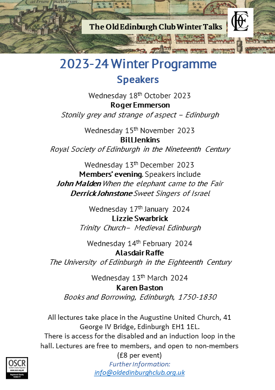 OldEdinClub's tweet photo. Announcing our winter series of talks open to members and non members. We hope you can come along. #edinburgh #edinburghhistory #scottishhistory #wintertalks https://t.co/MDEkvOezmS
