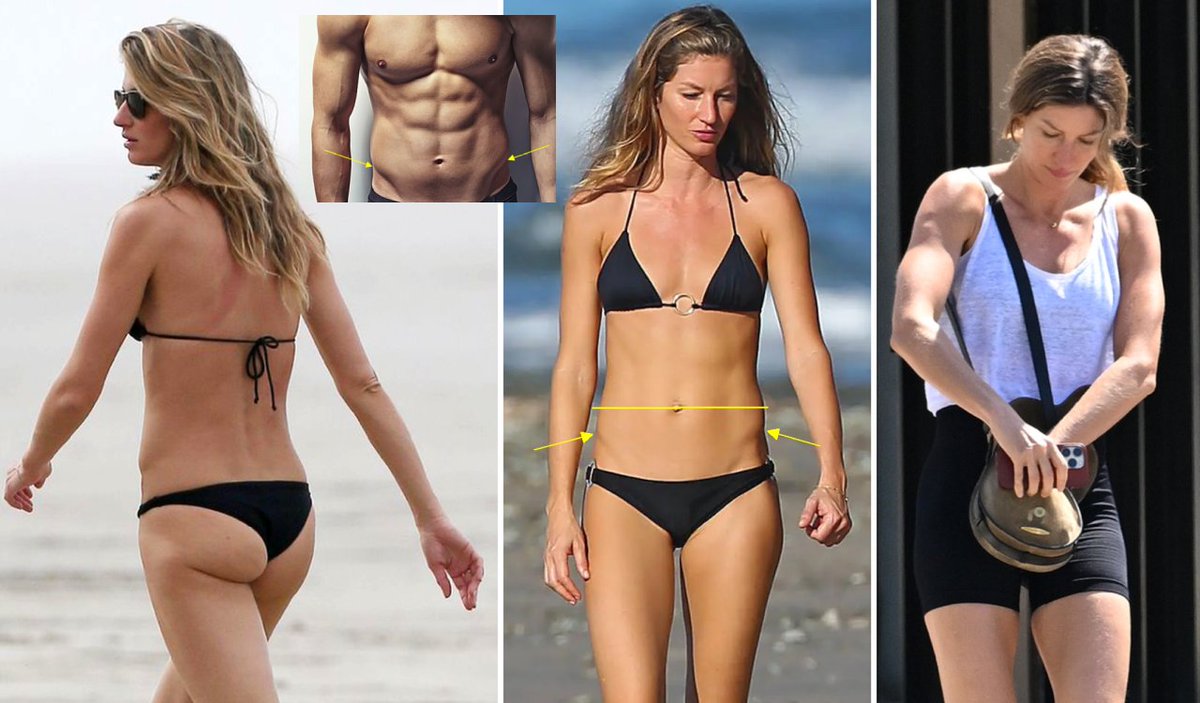 derfoe_'s tweet photo. MOD-03: Gisele Bündchen has an indentation of the hip below the navel, a typical male trait, wide cheekbones, a long neck, wide shoulders and low body fat. As club members do, gives us both the one 👁️ and the androgynous sign ✌️. Learnt how to tuck as it became necessary 👀. #EGI https://t.co/Wp0I3Do2uV