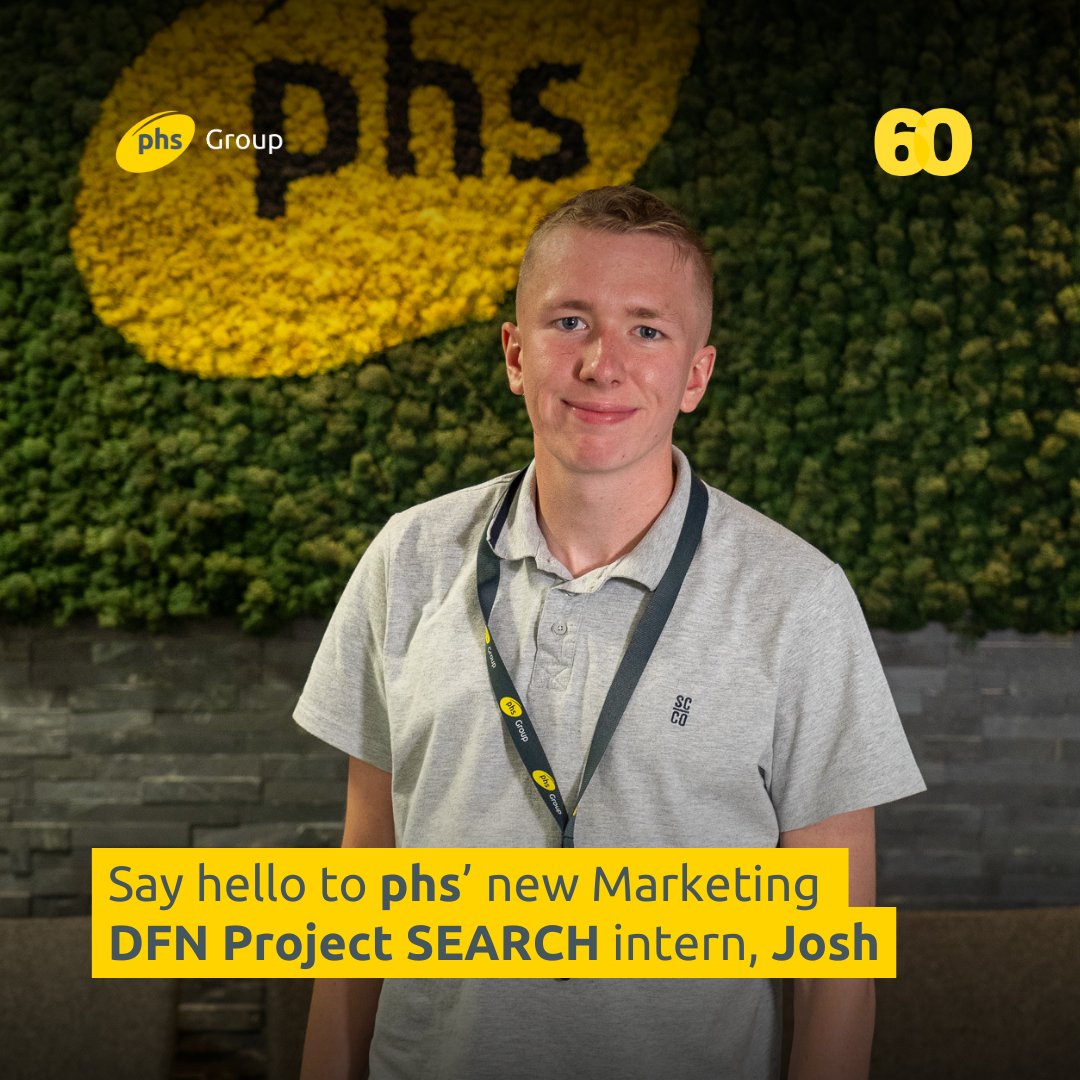 phsgroup's tweet image. Say hi to marketing #DFNProjectSEARCH #intern Josh.

He will work at #phs for 10 months, gaining valuable experience  supporting with social media posts, #Trustpilot and content. He&apos;s excited to meet new people, learn new skills and gain professional and personal confidence.