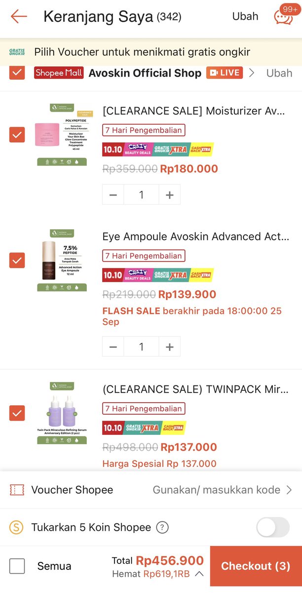 avoskinbeauty's tweet photo. Lihat dong keranjang belanja kamu yang ada di Marketplace~
Ada produk Avoskin enggak nih?

Buruan screenshot, terus Quote Tweet ini deh. Nanti MinVo cek &amp; yang beruntung DM-nya MinVo gedor! Tau kan kalau digedor tanda apa?🙈 https://t.co/mzKMPQfduo