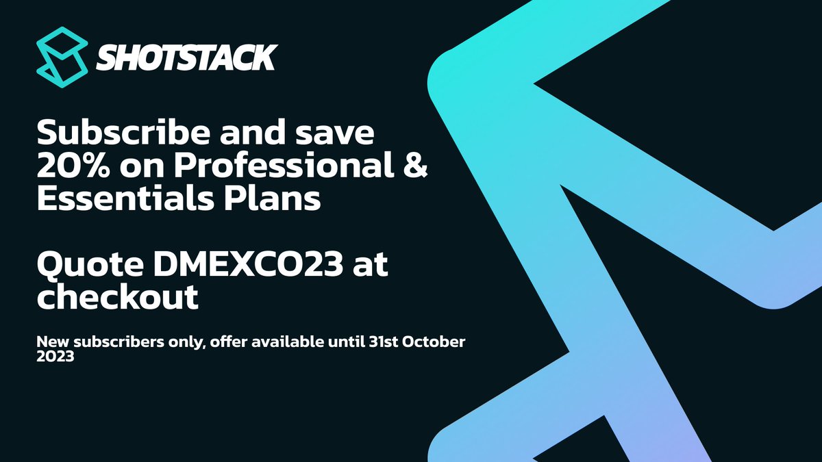 ShotstackAPI's tweet image. What a fantastic couple of days at @dmexco! We&apos;re still buzzing from the energy and insights we gathered. Our debut at the event exceeded our expectations.

So we&apos;ve decided to do something special:

📣 LIMITED TIME OFFER! 📣

Sign up for a @ShotstackAPI Essentials or…